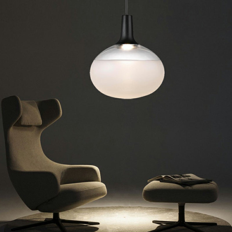 Apparecchiatura di illuminazione sospesa in vetro ellittico Moderna lampada sospesa nera per ristorante