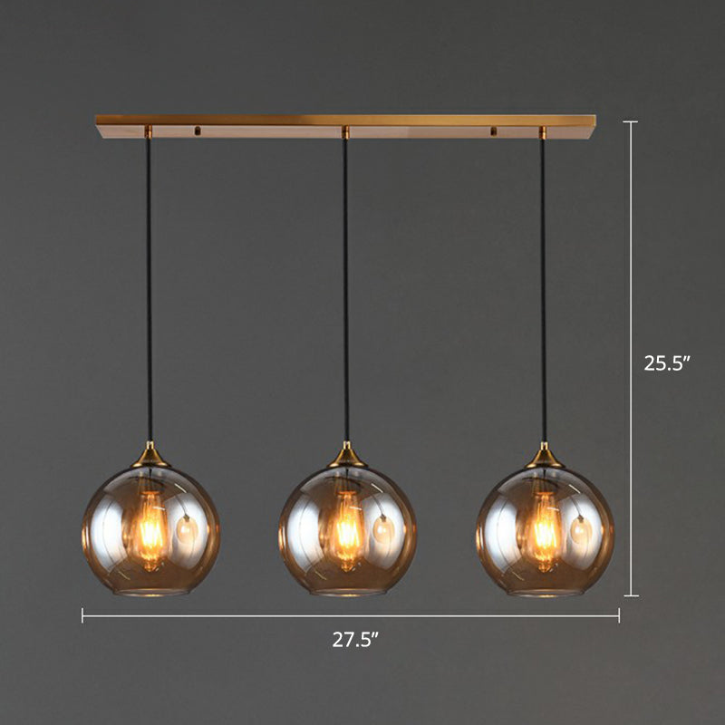 Postmodern Spherical Multi Ceiling Lamp Glass 3-Light Dining Room Suspension Pendant Light