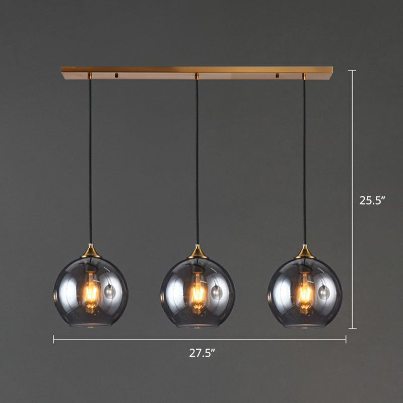 Postmodern Spherical Multi Ceiling Lamp Glass 3-Light Dining Room Suspension Pendant Light