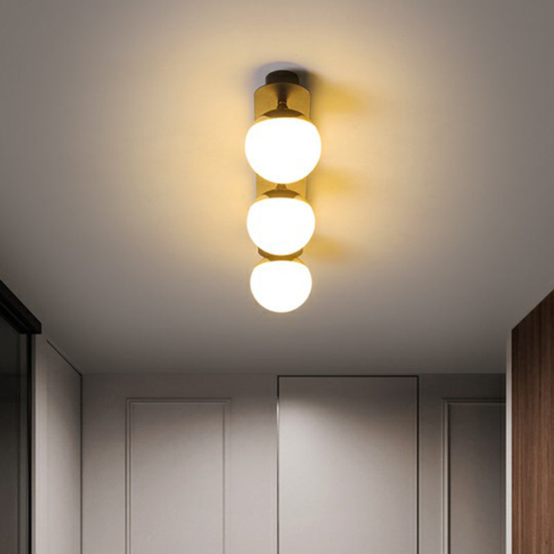 Sphere Cream Glass Flushmount Light Simplicity 1 Bulb Black Ceiling Mount Light Fixture for Aisle