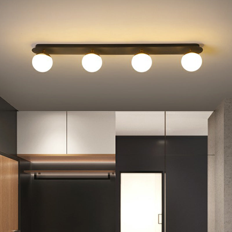 Sphere Cream Glass Flushmount Light Simplicity 1 Bulb Black Ceiling Mount Light Fixture for Aisle