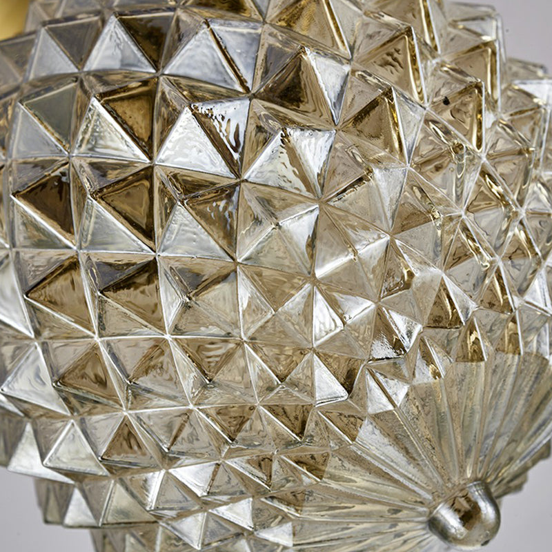 Clear Glass Pineapple Ceiling Fixture Minimalist 1 Head Brass Flush Mount Light for Corridor