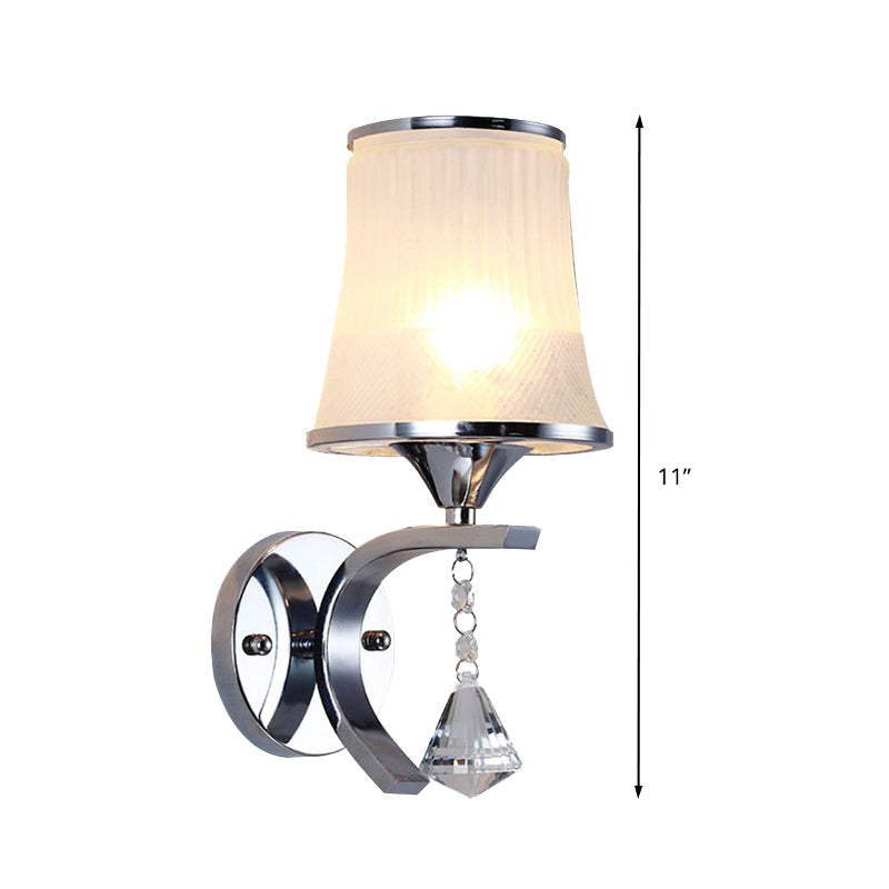 Frosted Glass Bell Wall Light Fixture Modernism Style 1 Light Chrome Sconce Lighting for Bedroom