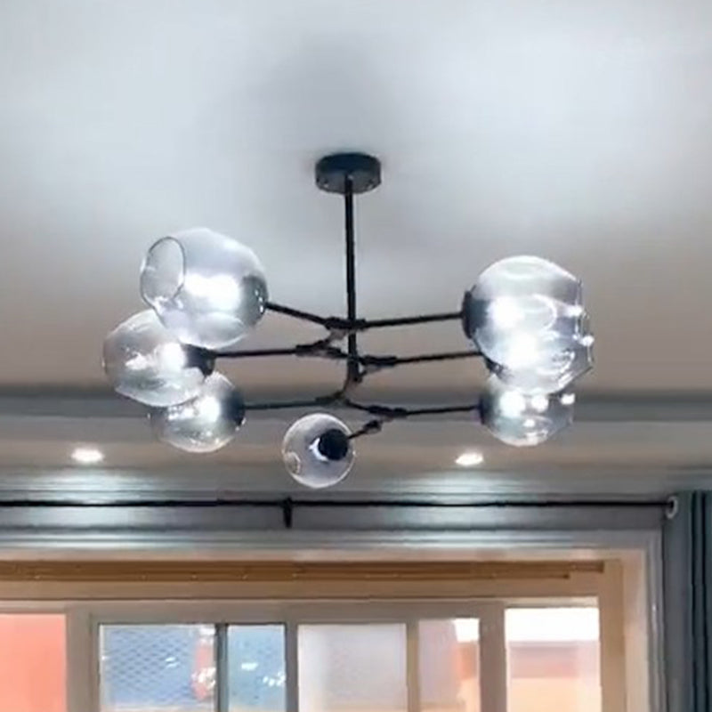 Nordic Molecule Ceiling Pendant Light Dimpled Glass Living Room Chandelier with Pivot Joint