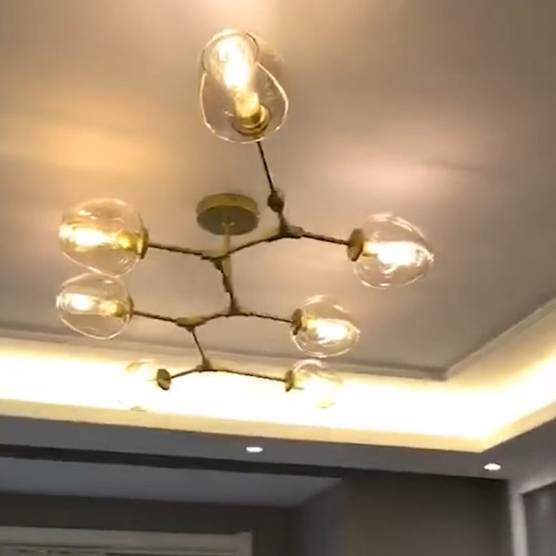 Nordic Molecule Ceiling Pendant Light Dimpled Glass Living Room Chandelier with Pivot Joint
