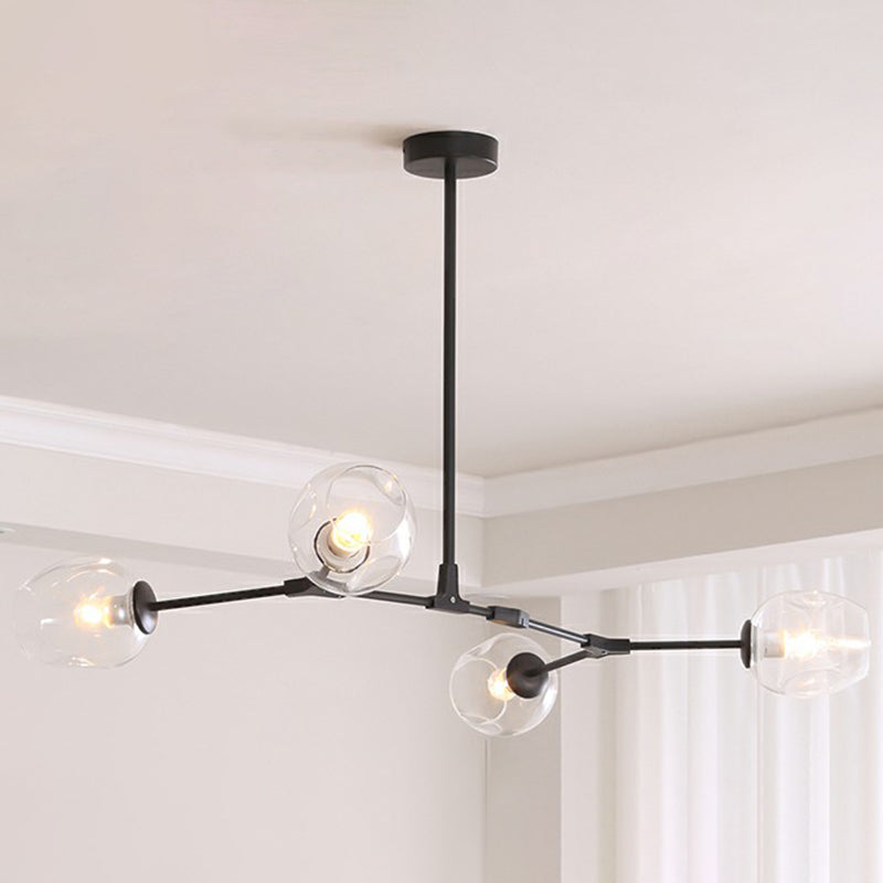 Nordic Molecule Ceiling Pendant Light Dimpled Glass Living Room Chandelier with Pivot Joint