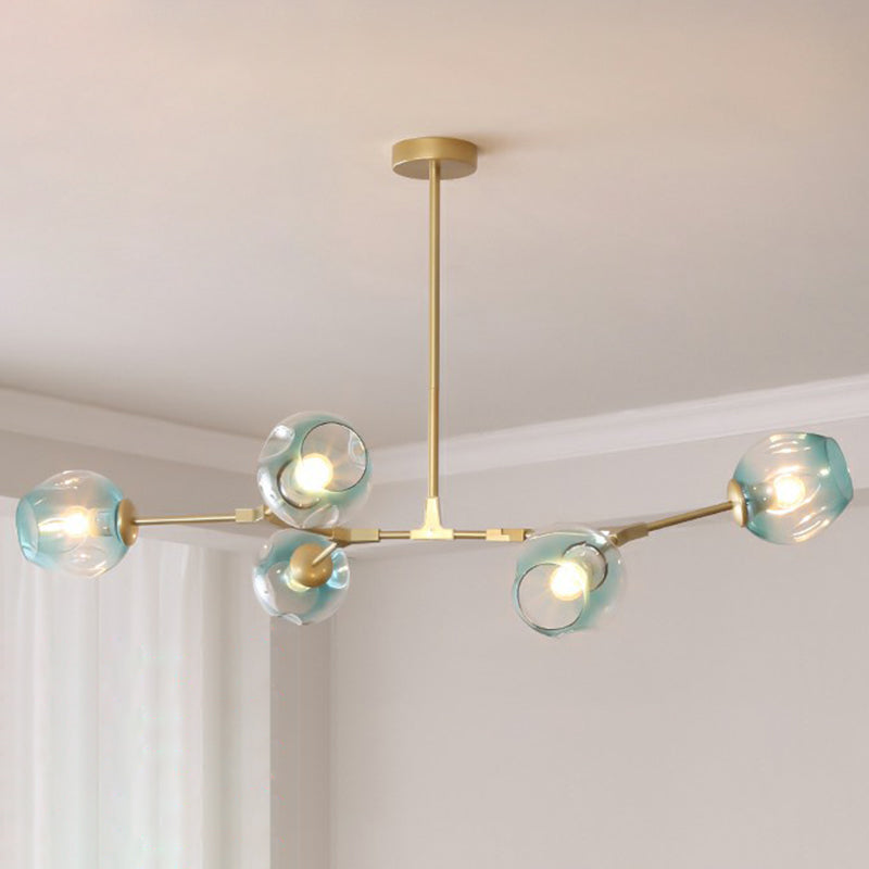 Nordic Molecule Ceiling Pendant Light Dimpled Glass Living Room Chandelier with Pivot Joint