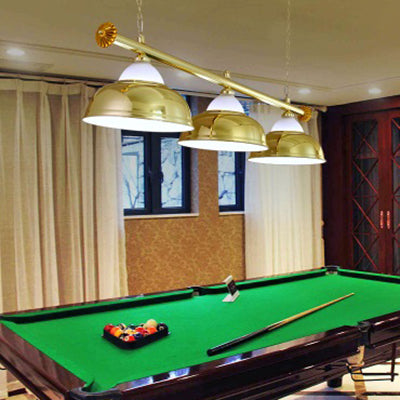 Loft in stile loft a doppia bolla appesa a 3 teste in vetro e illuminazione a sospensione metallica in cromo/oro per tavolo da biliardo