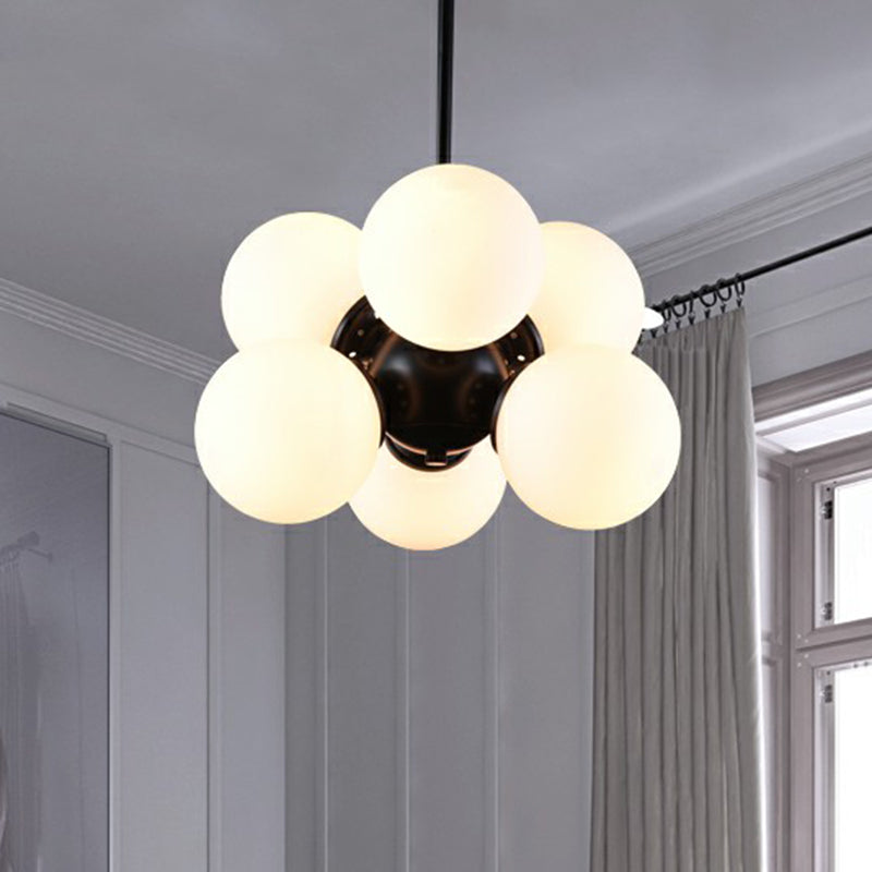 Bolle in vetro lampadario a pendente Nordico 6 lampadine nere lampada appesa per camera da letto
