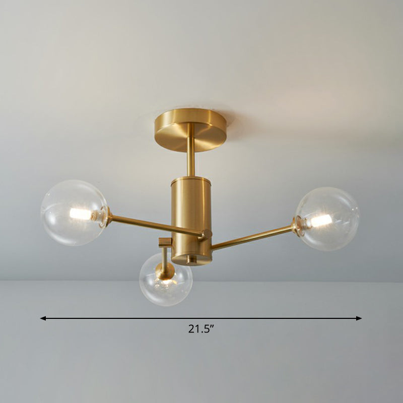 Messing radiale ophanging verlichting postmoderne bolglazen kroonluchterlamp voor woonkamer
