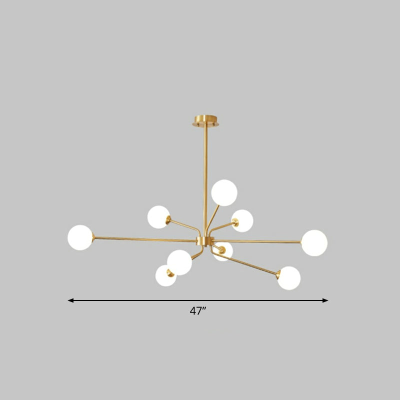 Glass soplada Sputnik Candelier Iluminación Minimalista Acabado de latón Luz de suspensión para sala de estar