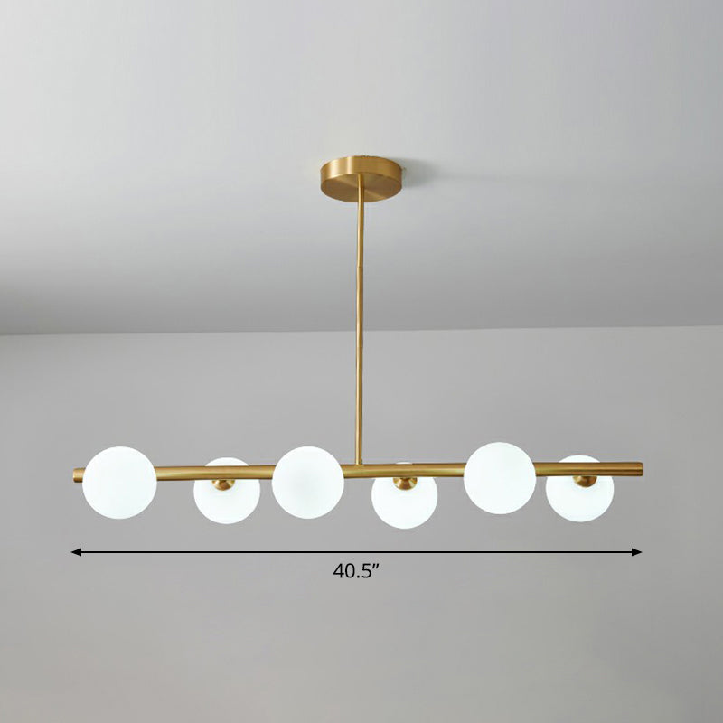 Postmodern Linear Island Lamp Glass Dining Room Suspension Pendant Light in Brass