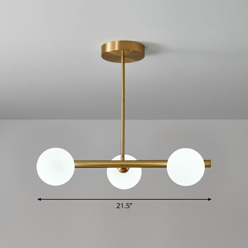 Postmodern Linear Island Lamp Glass Dining Room Suspension Pendant Light in Brass