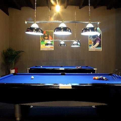 Loft Style Double Bubble Hanging Light 3 Heads Glass and Metallic Pendant Lighting in Chrome/Gold for Pool Table
