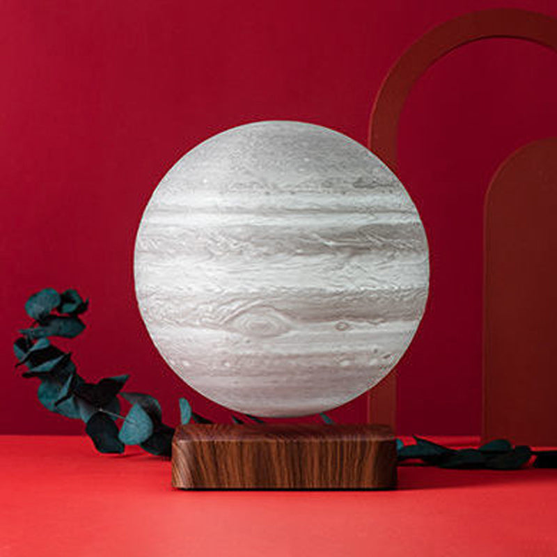 Kids Moon Sphere Maglev Lampada da tavolo da comodino di plastica LED Night Light in White-Wood