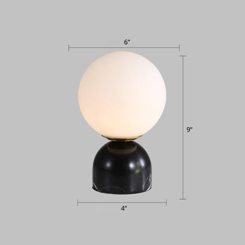 Globe Elfenbeinglas Nachttisch leichtes Nordic 1 Lamptischleuchte mit Marmorpodest