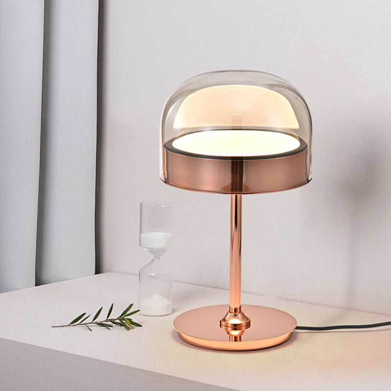Lampada da comodino a LED in stile nordico a forma di cupola in vetro per camera da letto
