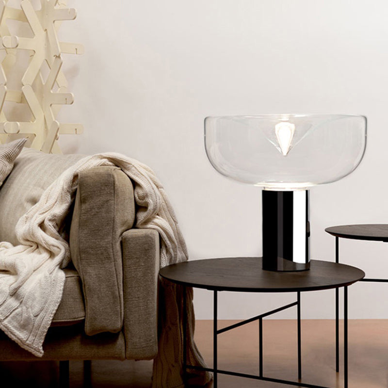 Bowl Glass Night Light minimalisme 1-Bulb Table Lampe avec design de haut ouvert pour la chambre