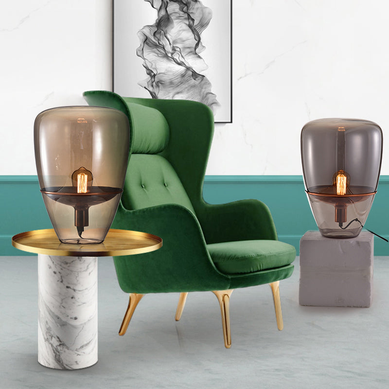 Conical Nightstand Light Designer Style Glass Single-Bulb Table Lamp for Living Room