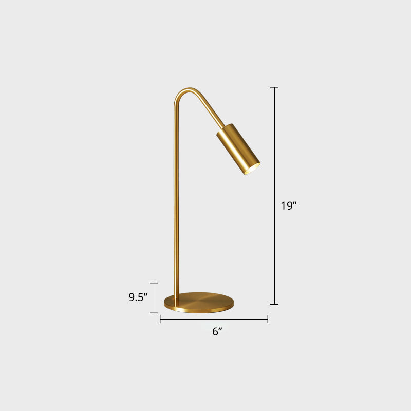 Bend Metallic Nightstand Lamp Postmodern Brass LED Table Lighting for Living Room
