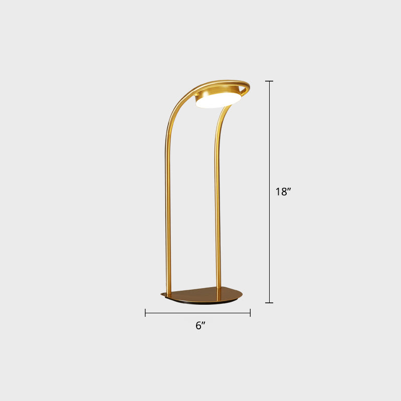 Bend Metallic Nightstand Lamp Postmodern Brass LED Table Lighting for Living Room