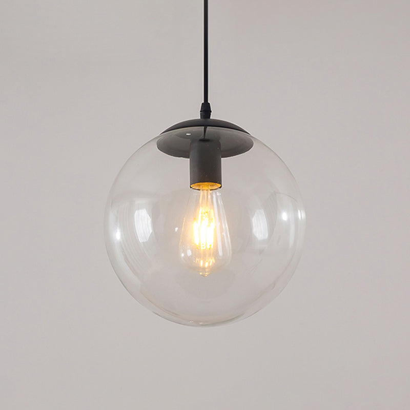1-Head Restaurant Hanging Lamp Minimalist Ceiling Pendant with Sphere Glass Shade