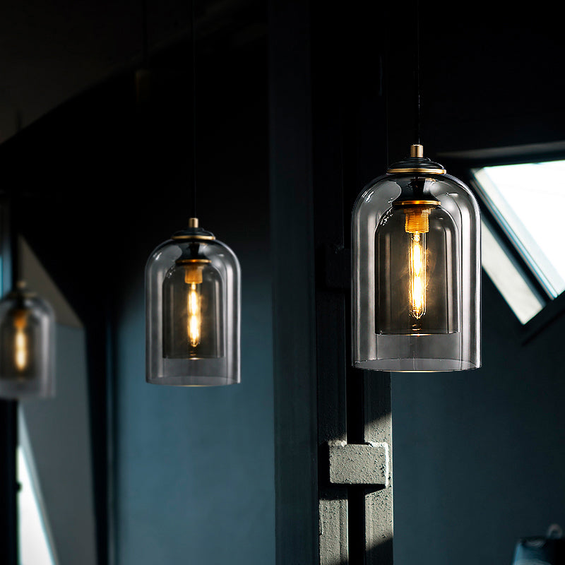 Lampada a pendente a pendente cupola a cupola in vetro nordico a 1 lutto