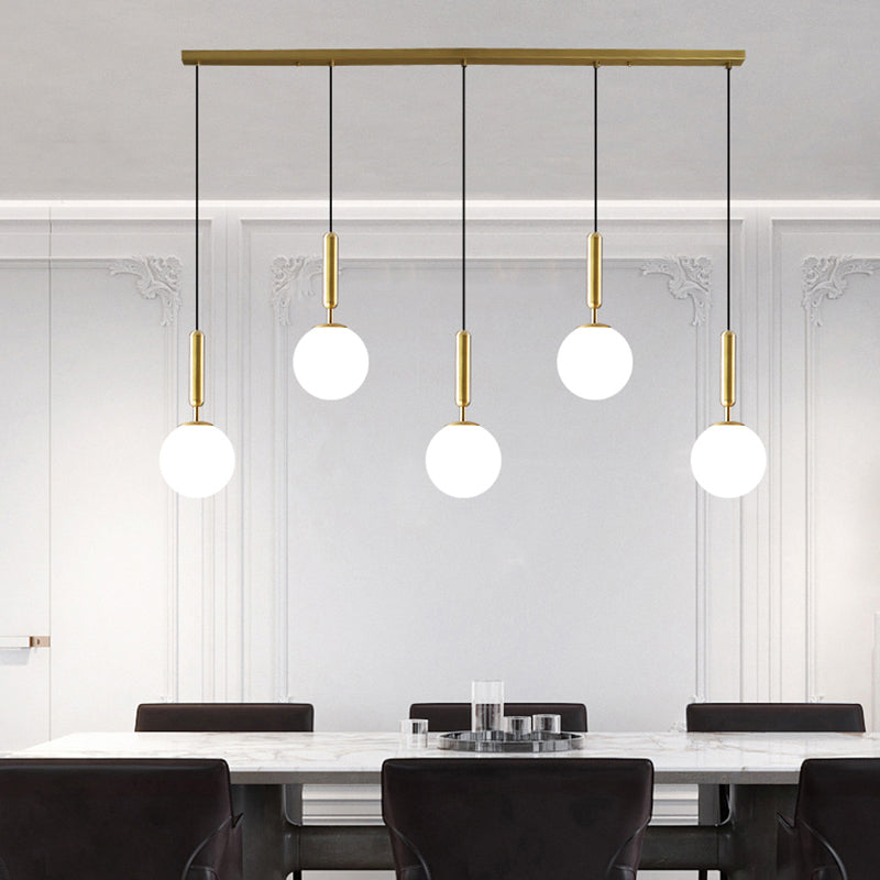 Brass Ball Multiple Hanging Pendant Light Simplicity Glass Ceiling Light for Open Kitchen