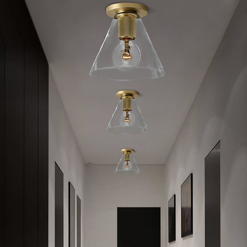 Geometrical Flushmount Lighting Simple Transparent Glass 1-Light Aisle Ceiling Light Fixture