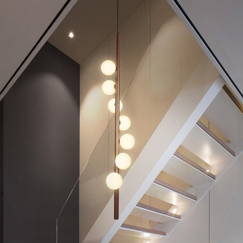 Opal Glass Orbs Pendant Lighting Minimalistic Hanging Chandelier for Living Room