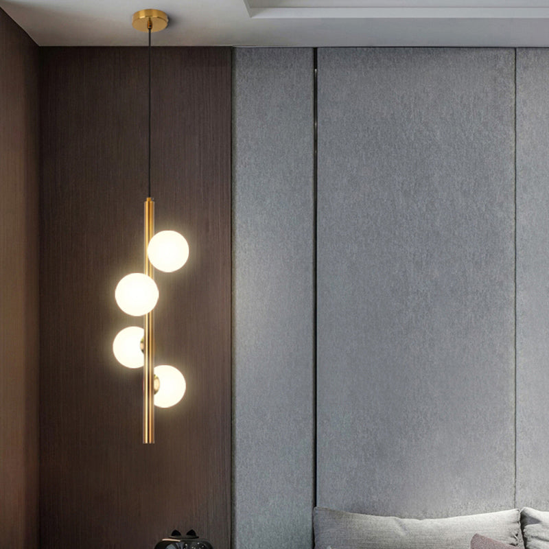 Opal Glass Orbs Pendant Lighting Minimalistic Hanging Chandelier for Living Room