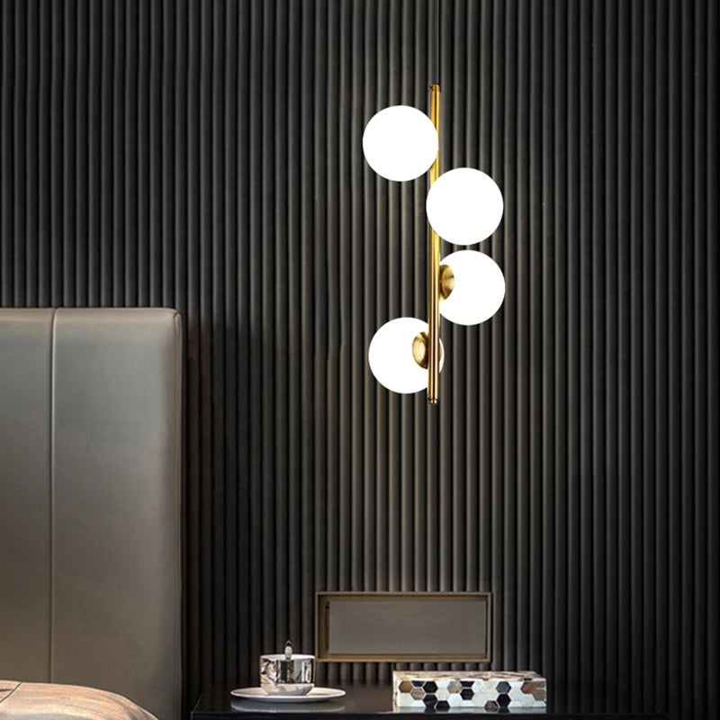 Opal Glass Orbs Pendant Lighting Minimalistic Hanging Chandelier for Living Room