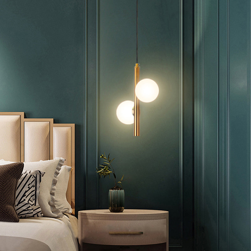 Opal Glass Orbs Pendant Lighting Minimalistic Hanging Chandelier for Living Room