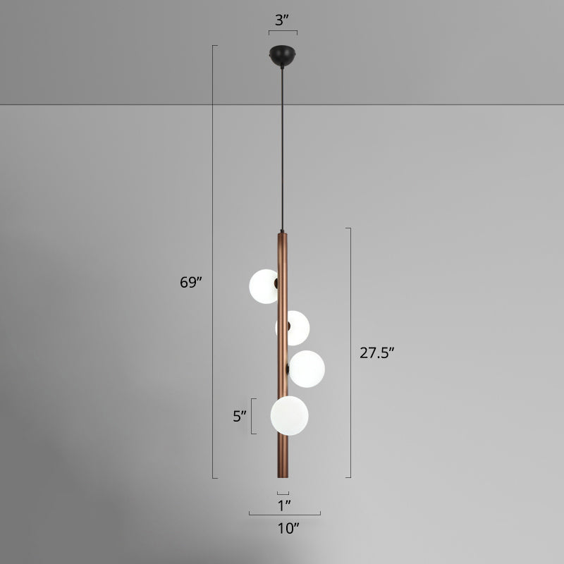 Opal Glass Orbs Pendant Lighting Minimalistic Hanging Chandelier for Living Room