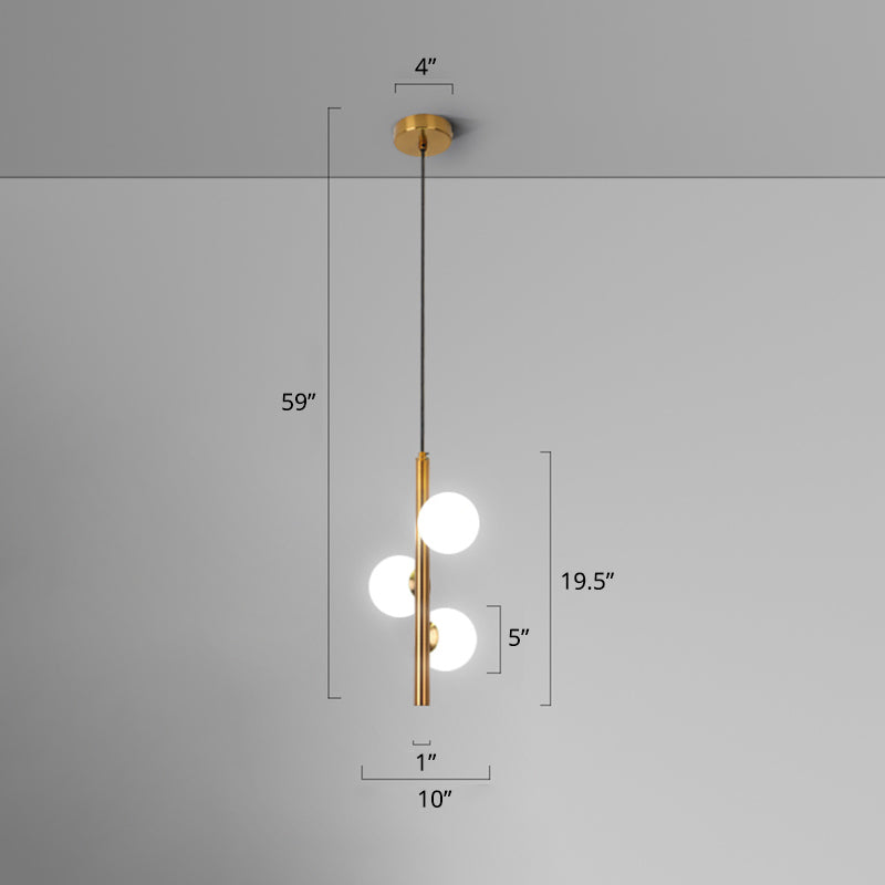Opal Glass Orbs Pendant Lighting Minimalistic Hanging Chandelier for Living Room
