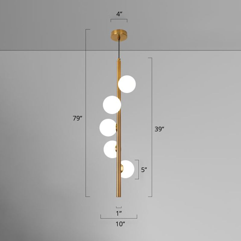 Opal Glass Orbs Pendant Lighting Minimalistic Hanging Chandelier for Living Room