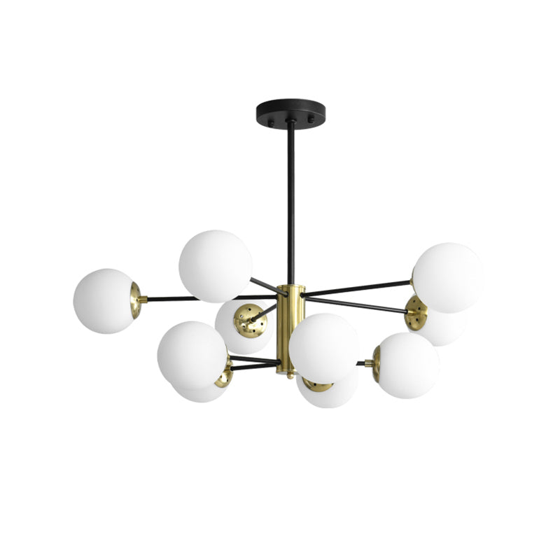 Postmodern Sputnik Pendant Light Fixture Glass Living Room Chandelier in Black-Gold