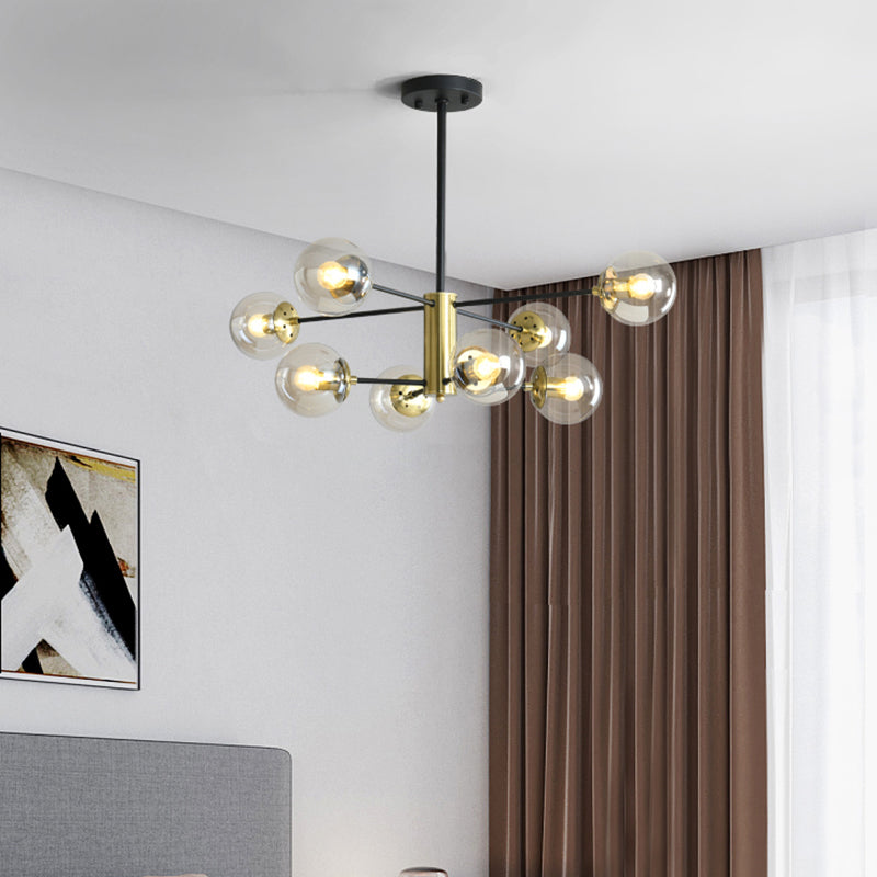 Postmodern Sputnik Pendant Light Fixture Glass Living Room Chandelier in Black-Gold