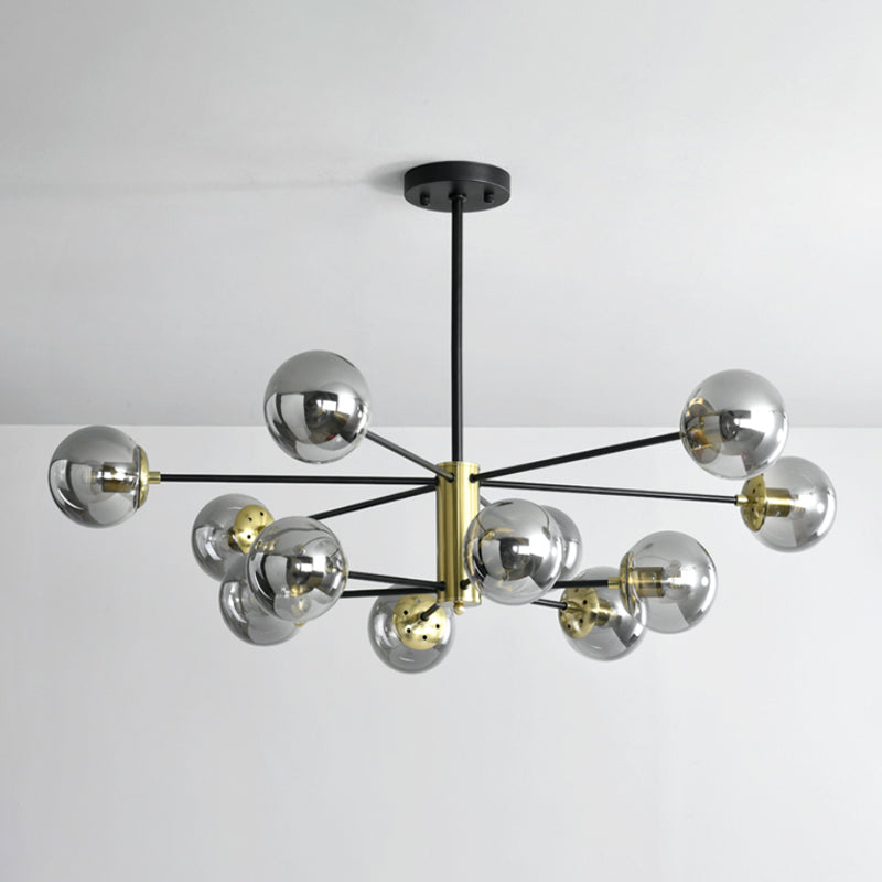 Postmodern Sputnik Pendant Light Fixture Glass Living Room Chandelier in Black-Gold
