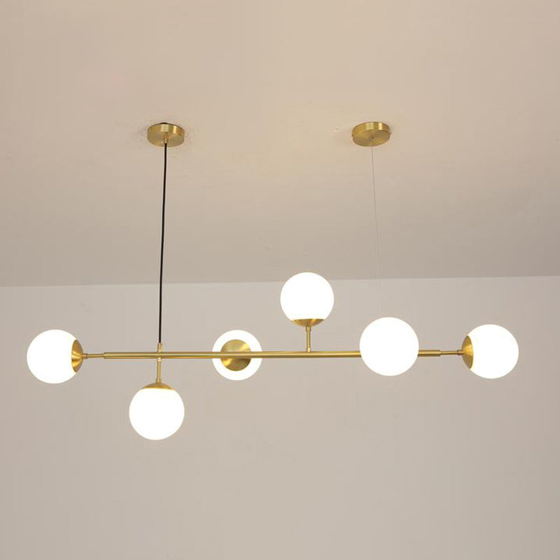 Minimalismo 6 lampadina isola lampada a sfera in ottone Sospensione con tonalità di vetro per ristorante