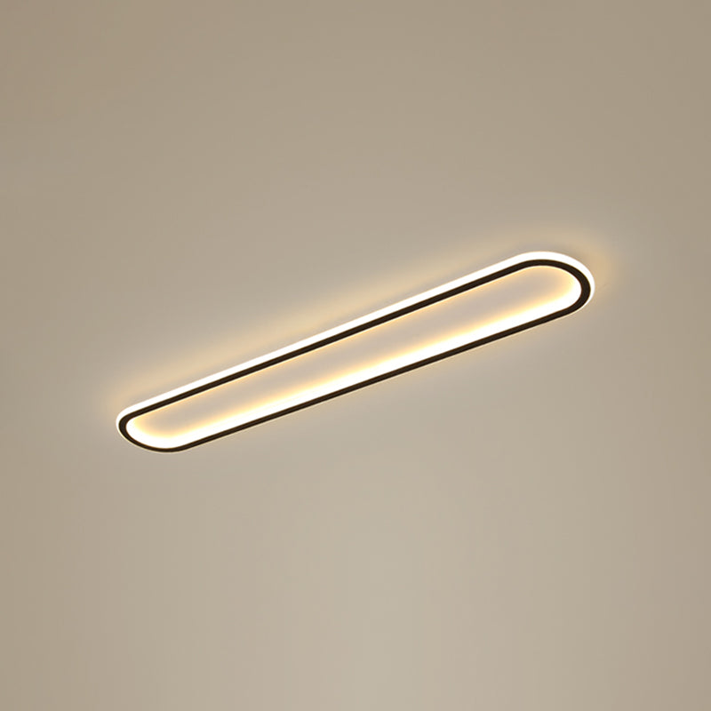 Lámpara de techo Led oblonga acrílica, montaje empotrado, minimalismo, acabado negro, montaje empotrado para pasillo