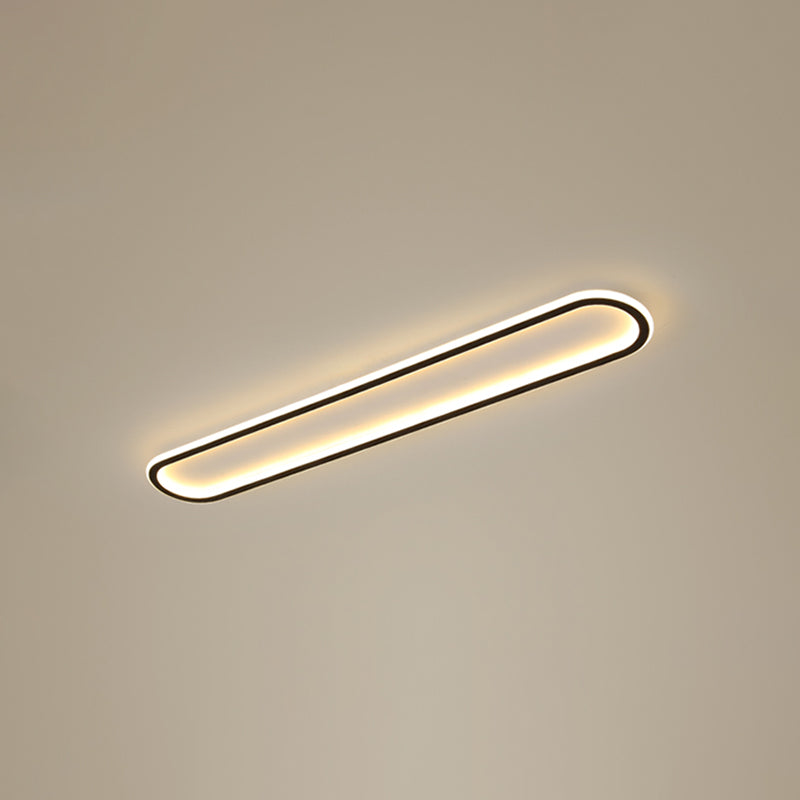 Lámpara de techo Led oblonga acrílica, montaje empotrado, minimalismo, acabado negro, montaje empotrado para pasillo