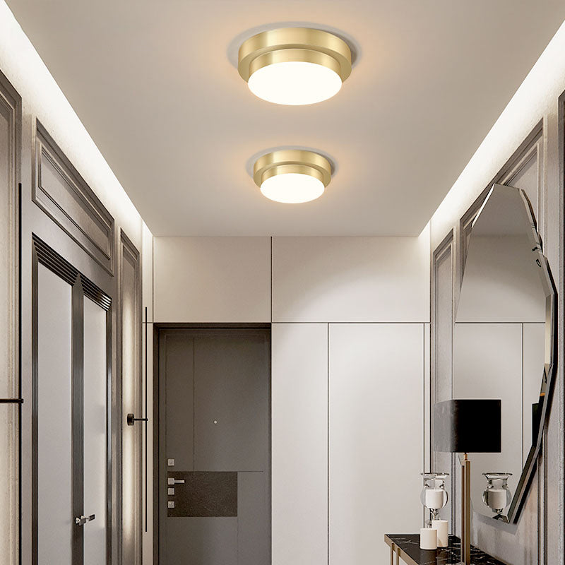 Geometric Small Aisle Ceiling Light Metal Simplicity LED Flush Mount Fixture in Gold