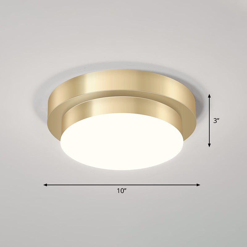 Geometric Small Aisle Ceiling Light Metal Simplicity LED Flush Mount Fixture in Gold