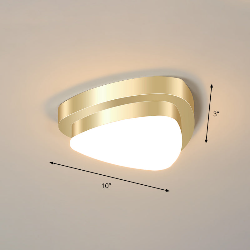 Geometric Small Aisle Ceiling Light Metal Simplicity LED Flush Mount Fixture in Gold