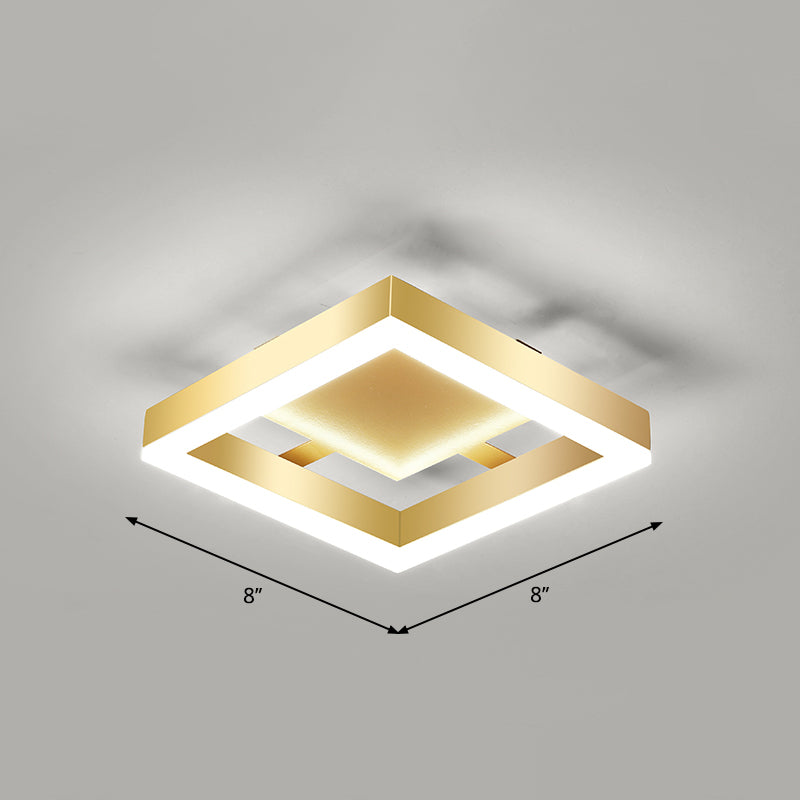 Aluminum Frame LED Ceiling Mount Light Minimalist Gold Finish Flushmount for Corridor