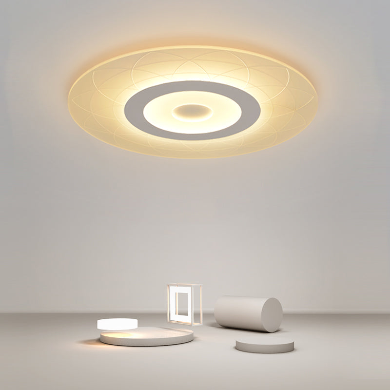 Witte ultradunne inbouwplafondlamp Minimalisme Acryl LED-inbouwlamp met bloemmotief