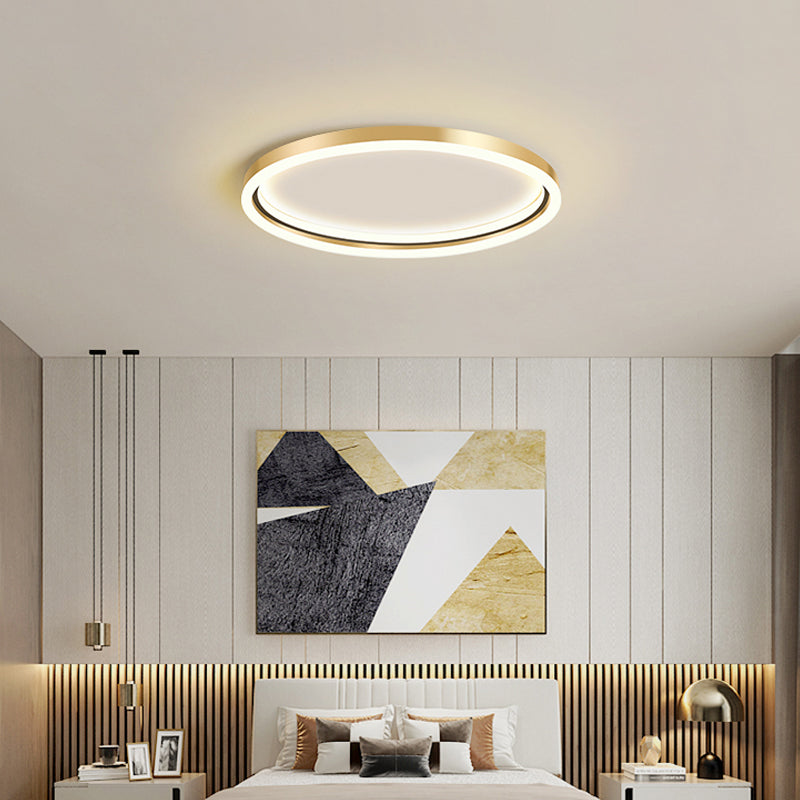 Aluminum Ring Ceiling Flush Mount Light Simplicity Golden LED Flush Mounted Lamp for Bedroom
