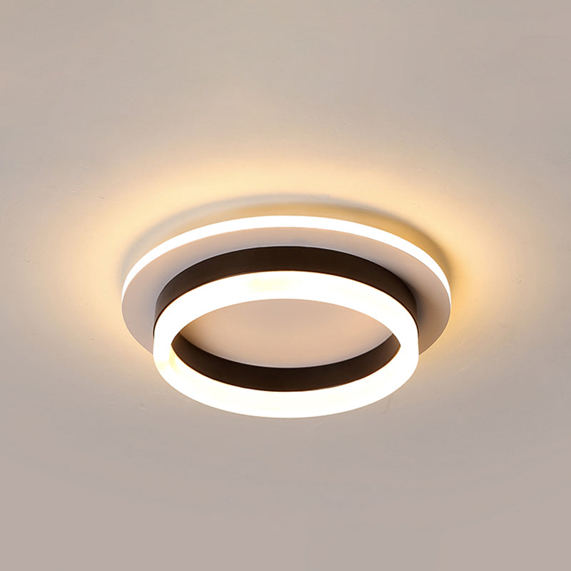 Small Corridor Flush Ceiling Light Fixture Metal Minimalist LED Flush Mount with Acrylic Diffuser