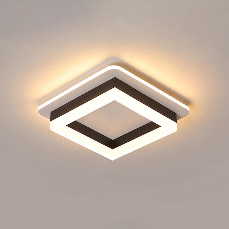 Small Corridor Flush Ceiling Light Fixture Metal Minimalist LED Flush Mount with Acrylic Diffuser